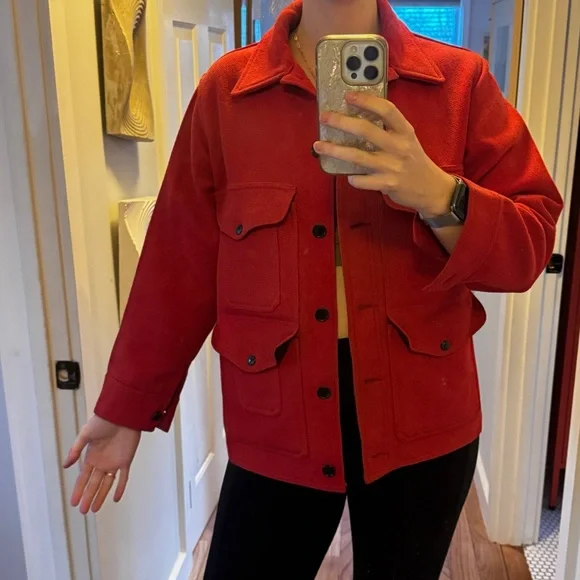 Vintage Filson Seattle Mackinaw Wool Red Coat Jacket Womens Size 14 - Picture 2 of 7